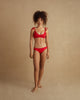 Encantadore red textured bikini top 