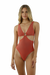 Malai one piece ring detail at front ginger red swimsuit