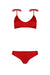 Encantadore red textured bikini top and encantadore low waist red bikini bottom 